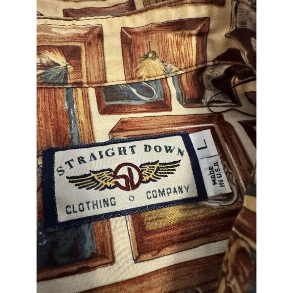 Straight Down Clothing Size Large Fishing Multi Color Button Shirt USA Made - Picture 2 of 4